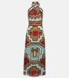 Johanna Ortiz Energetic Patterns Twisted Halter Linen Maxi Dress In 0