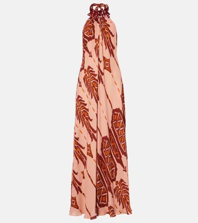 Johanna Ortiz Mohican Song Embellished Silk Maxi Dress In Orange