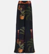 Johanna Ortiz Womens Mystic Motif Flared Straight-leg Mid-rise Silk Trousers Tropialy Meets Indian In Blue
