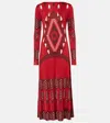 Johanna Ortiz Broken Arrow Long Sleeve Reversible Midi Dress In Red