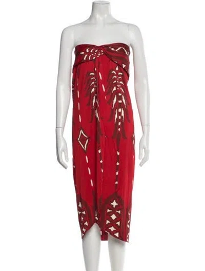Pre-owned Johanna Ortiz Printed Knee-length Dress In Red