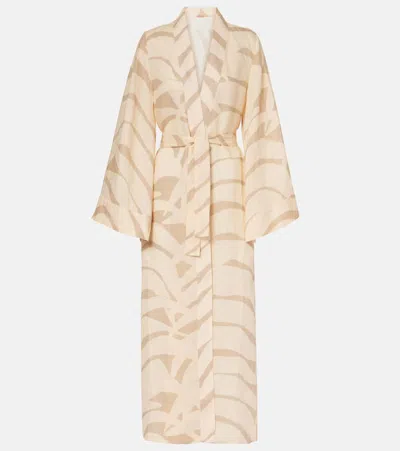 Johanna Ortiz Printed Linen Beach Cover-up In Beige
