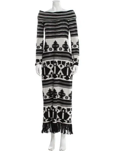 Pre-owned Johanna Ortiz Printed Long Dress In Black
