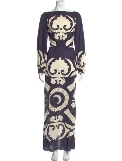 Pre-owned Johanna Ortiz Printed Long Dress In Blue