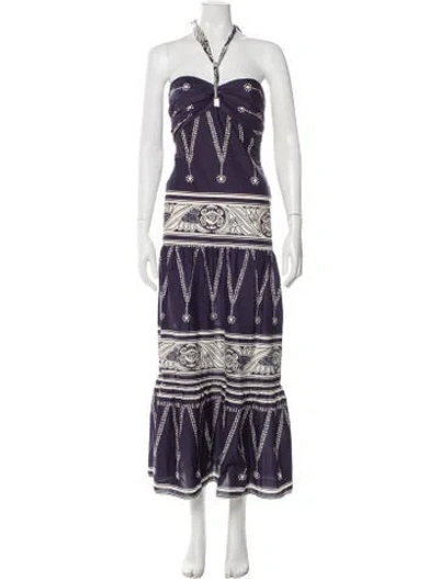 Pre-owned Johanna Ortiz Printed Long Dress In Blue