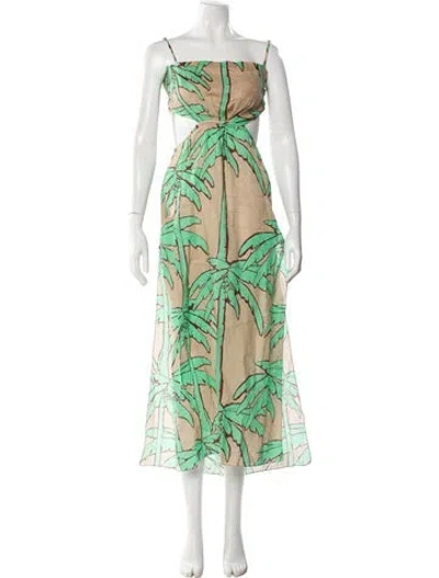 Pre-owned Johanna Ortiz Printed Long Dress In Green