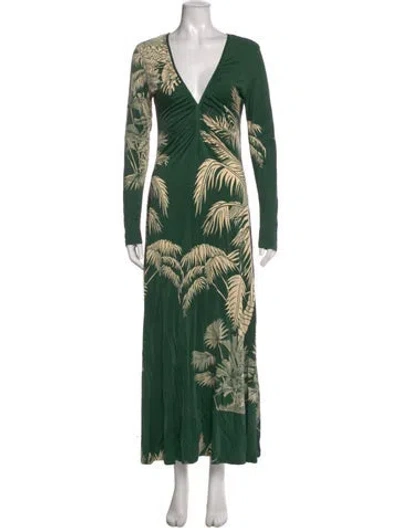 Pre-owned Johanna Ortiz Printed Long Dress In Green
