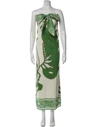 Pre-owned Johanna Ortiz Printed Long Dress In Green