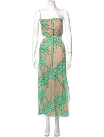 Pre-owned Johanna Ortiz Printed Long Dress In Green