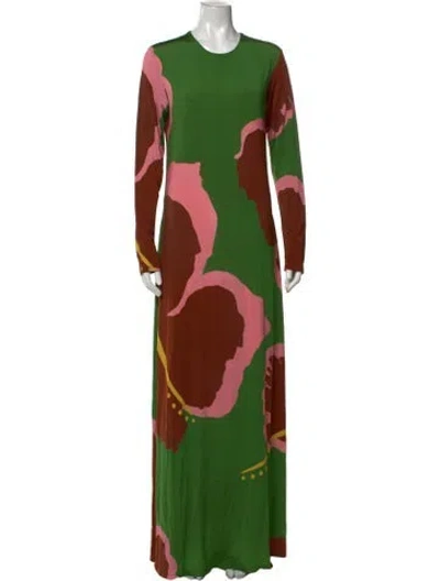 Pre-owned Johanna Ortiz Printed Long Dress In Green