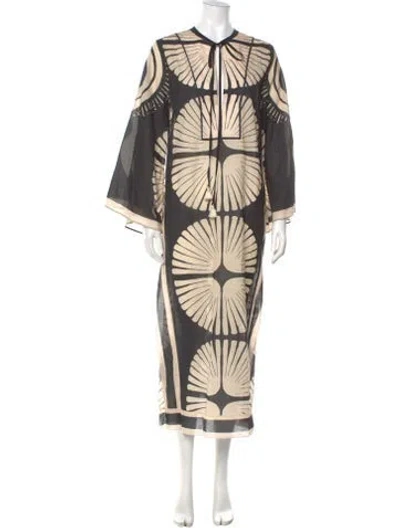 Pre-owned Johanna Ortiz Printed Long Dress In Neutral