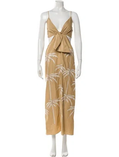 Pre-owned Johanna Ortiz Printed Long Dress In Neutral