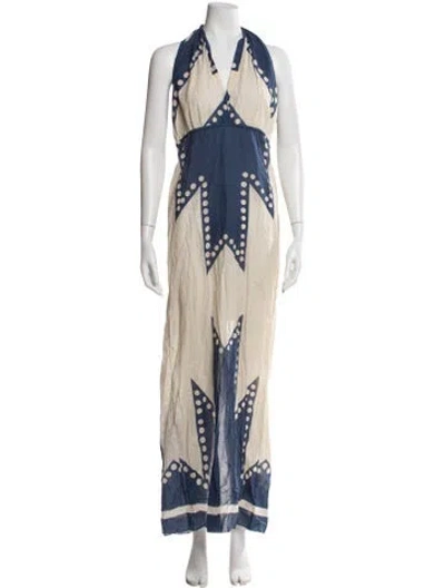 Pre-owned Johanna Ortiz Printed Long Dress In Neutral