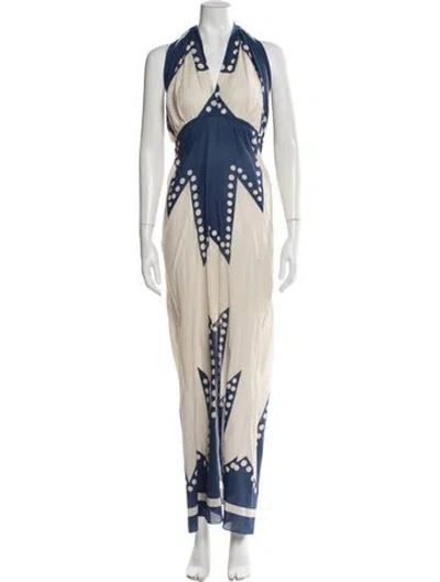 Pre-owned Johanna Ortiz Printed Long Dress In Neutral