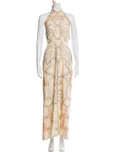 Pre-owned Johanna Ortiz Printed Long Dress In Neutral