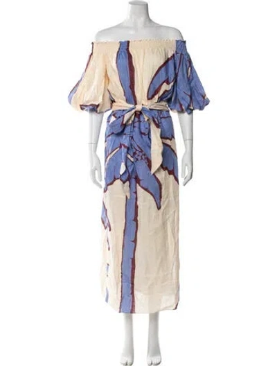 Pre-owned Johanna Ortiz Printed Long Dress In Neutral