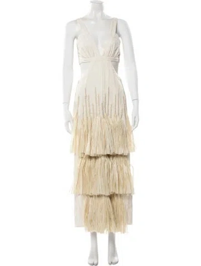 Pre-owned Johanna Ortiz Printed Long Dress In Neutrals