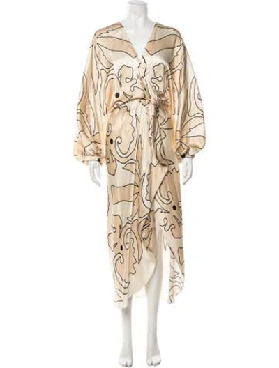 Pre-owned Johanna Ortiz Printed Long Dress In Neutrals