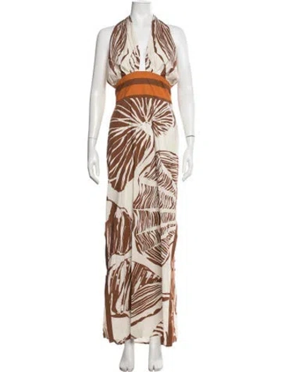 Pre-owned Johanna Ortiz Printed Long Dress In Neutrals