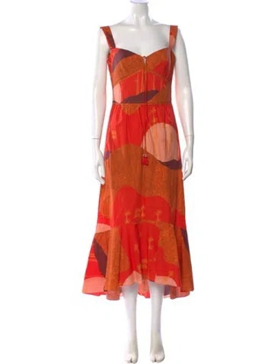 Pre-owned Johanna Ortiz Printed Long Dress In Orange