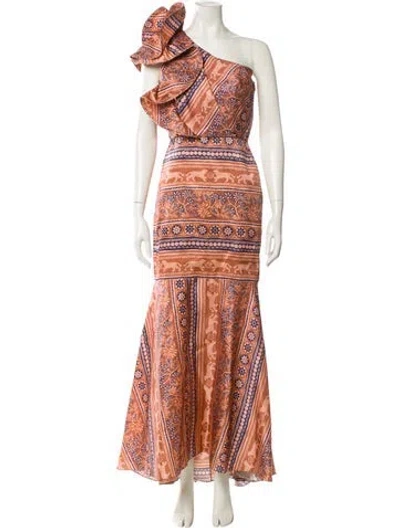 Pre-owned Johanna Ortiz Printed Long Dress In Orange