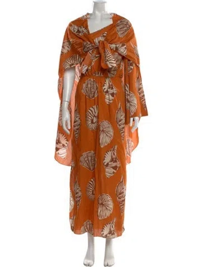 Pre-owned Johanna Ortiz Printed Long Dress In Orange