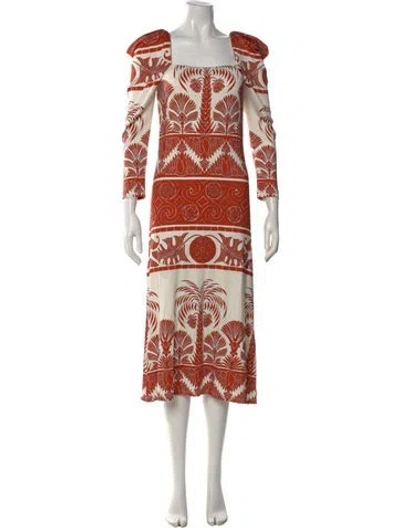 Pre-owned Johanna Ortiz Printed Long Dress In Orange