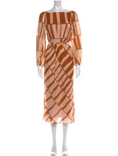 Pre-owned Johanna Ortiz Printed Long Dress In Orange