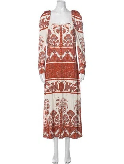 Pre-owned Johanna Ortiz Printed Long Dress In Orange