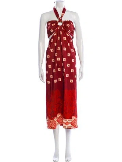 Pre-owned Johanna Ortiz Printed Long Dress In Red