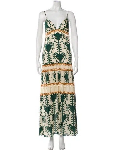 Pre-owned Johanna Ortiz Printed Long Dress W/ Tags In Green