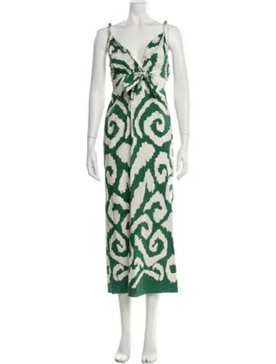 Pre-owned Johanna Ortiz Printed Long Dress In White