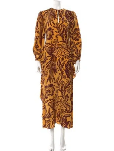 Pre-owned Johanna Ortiz Printed Long Dress In Yellow