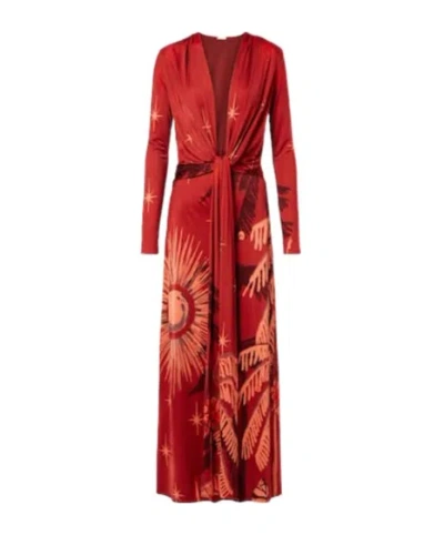 Johanna Ortiz Printed Midi Dress In Red