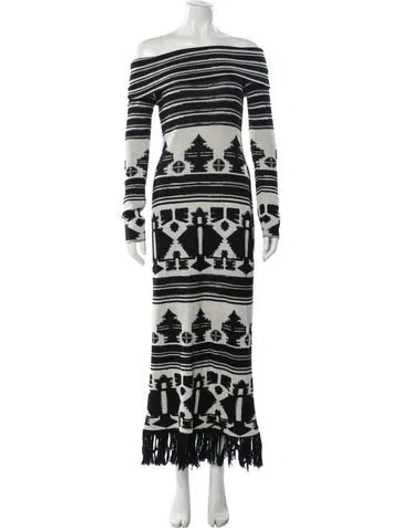 Pre-owned Johanna Ortiz Printed Midi Length Dress In Black