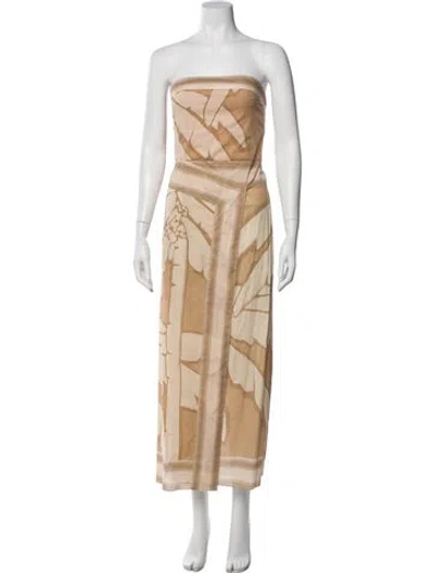 Pre-owned Johanna Ortiz Printed Midi Length Dress In Neutral