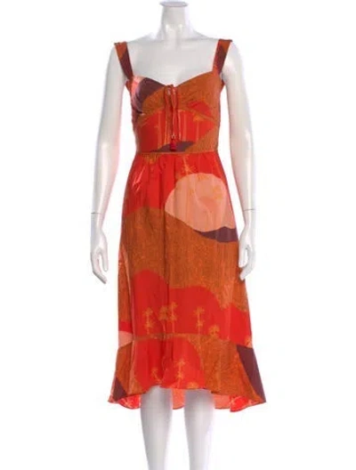 Pre-owned Johanna Ortiz Printed Midi Length Dress In Orange