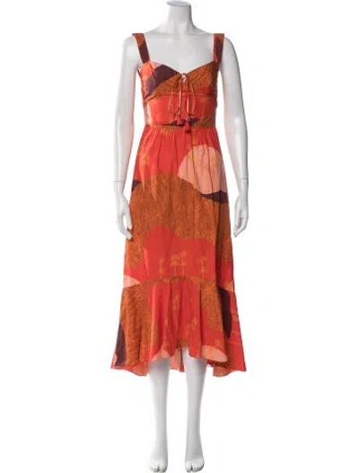 Pre-owned Johanna Ortiz Printed Midi Length Dress In Red