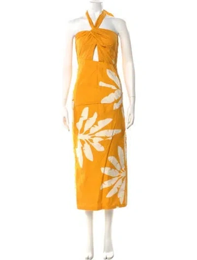 Pre-owned Johanna Ortiz Printed Midi Length Dress In Yellow