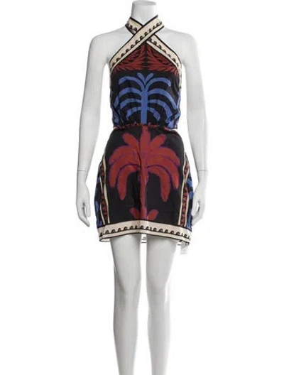 Pre-owned Johanna Ortiz Printed Mini Dress In Black