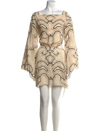 Pre-owned Johanna Ortiz Printed Mini Dress In Neutral