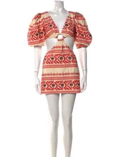 Pre-owned Johanna Ortiz Printed Mini Dress In Neutrals