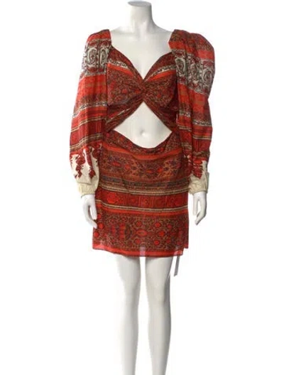 Pre-owned Johanna Ortiz Printed Mini Dress In Orange