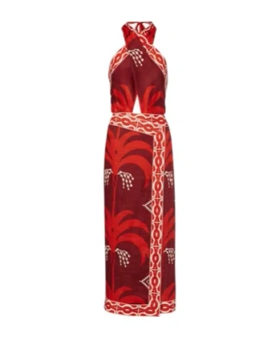 Johanna Ortiz Printed Open-back Linen Midi Dress In Multi
