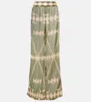 Johanna Ortiz Printed Sheer Chiffon Palazzo Pants In Green