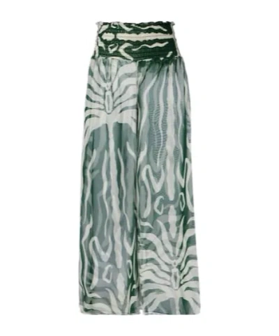 Johanna Ortiz Printed Sheer Wide-leg Pants In Green