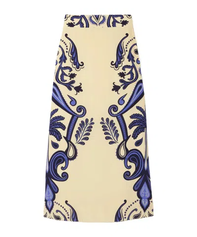 Johanna Ortiz Printed Silk Crepe De Chine Maxi Skirt In Neutral