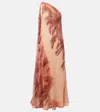 Johanna Ortiz Printed Silk Lamé Gown In Pink