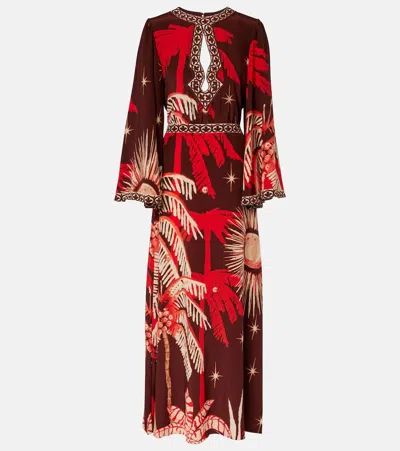 Johanna Ortiz Leyenda Del Tiempo Open-back Printed Silk Crepe De Chine Maxi Dress In Brown