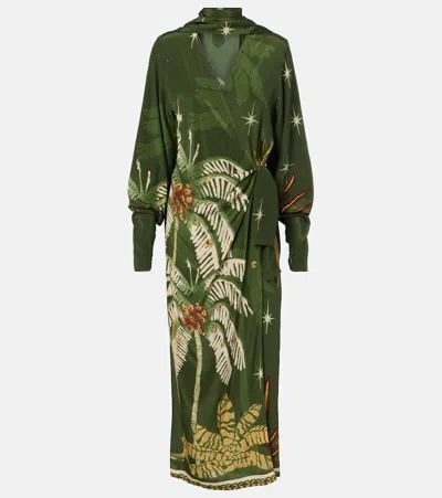 Johanna Ortiz Eternity Belted Printed Silk Crepe De Chine Maxi Dress In Green